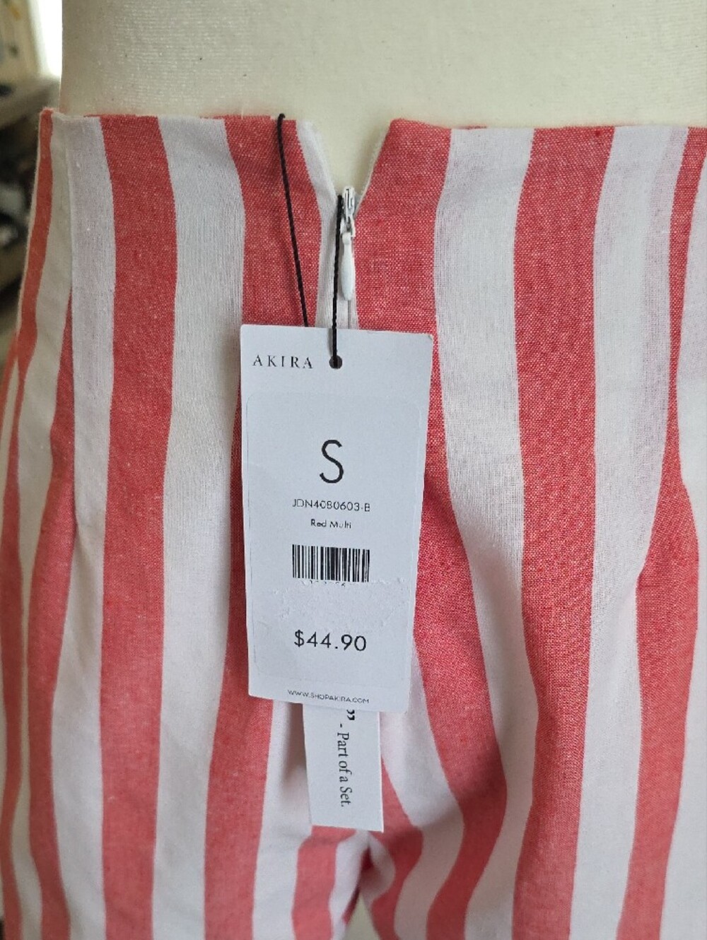 AKIRA Pink and White Striped Lace-Up Pleaded Linen Shorts - Picture 5 of 5